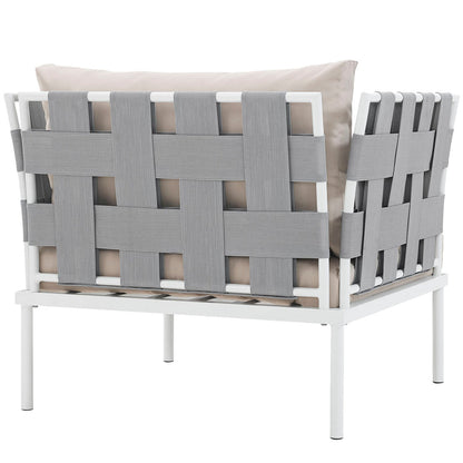 Harmony Outdoor Patio Aluminum Armchair - White Beige