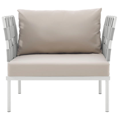 Harmony Outdoor Patio Aluminum Armchair - White Beige