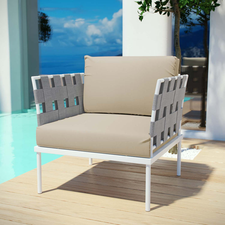 Harmony Outdoor Patio Aluminum Armchair - White Beige