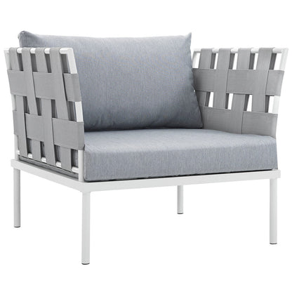 Harmony Outdoor Patio Aluminum Armchair - White Gray