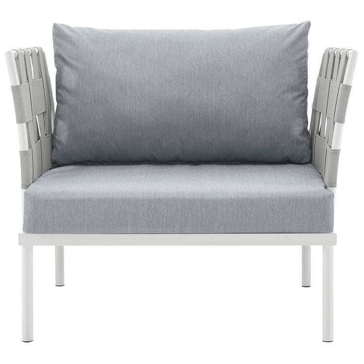 Harmony Outdoor Patio Aluminum Armchair - White Gray