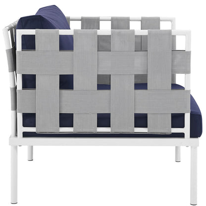 Harmony Outdoor Patio Aluminum Armchair - White Navy
