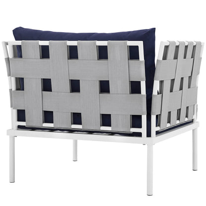 Harmony Outdoor Patio Aluminum Armchair - White Navy
