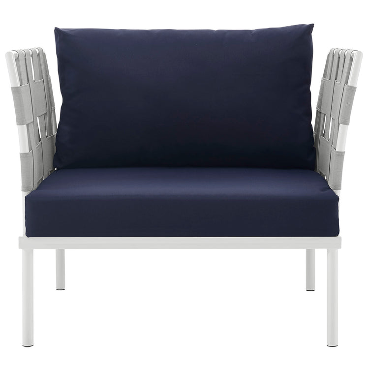 Harmony Outdoor Patio Aluminum Armchair - White Navy