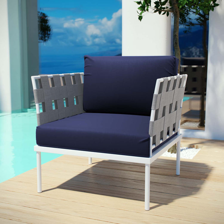 Harmony Outdoor Patio Aluminum Armchair - White Navy