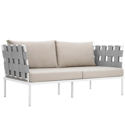 Harmony Outdoor Patio Aluminum Loveseat - White Beige