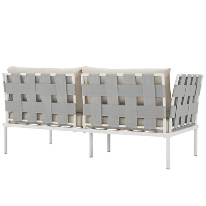 Harmony Outdoor Patio Aluminum Loveseat - White Beige