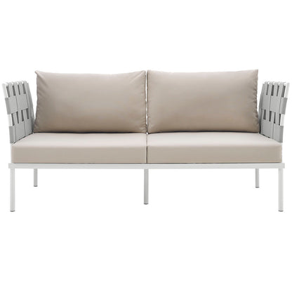 Harmony Outdoor Patio Aluminum Loveseat - White Beige