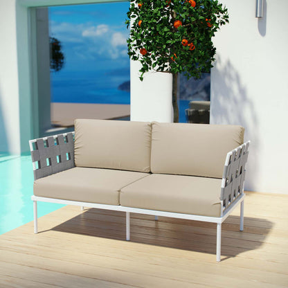 Harmony Outdoor Patio Aluminum Loveseat - White Beige