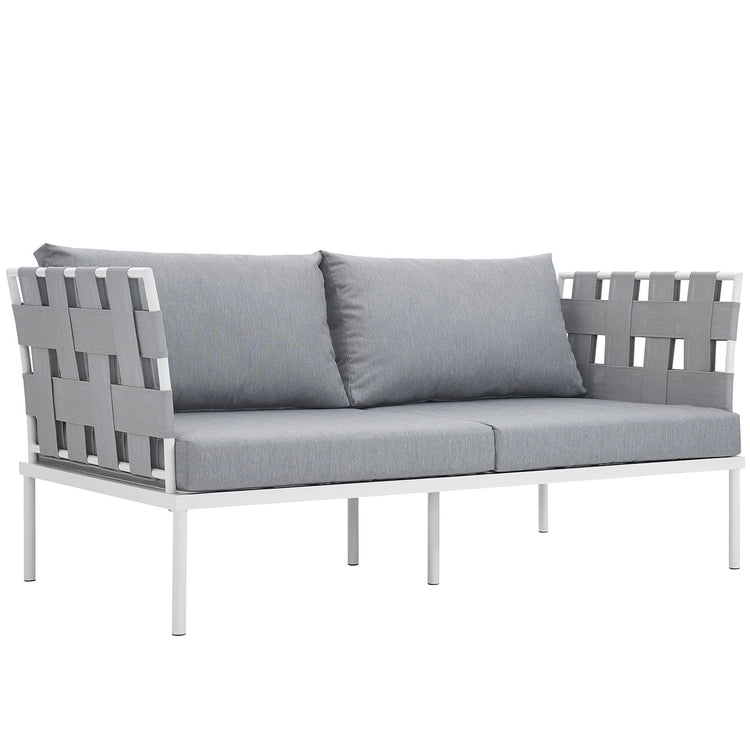 Harmony Outdoor Patio Aluminum Loveseat - White Gray