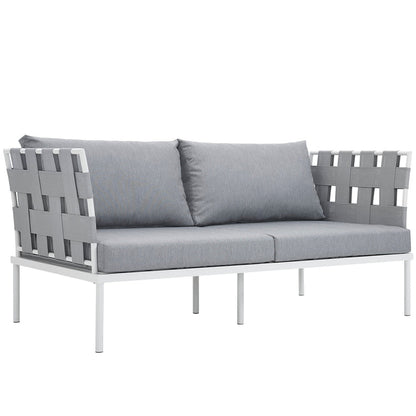 Harmony Outdoor Patio Aluminum Loveseat - White Gray