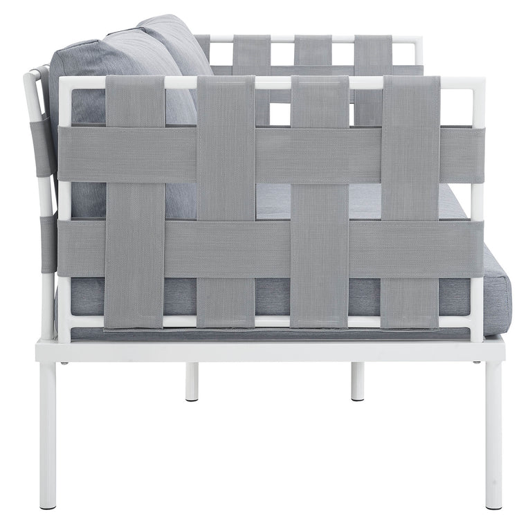 Harmony Outdoor Patio Aluminum Loveseat - White Gray