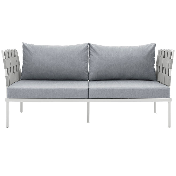 Harmony Outdoor Patio Aluminum Loveseat - White Gray