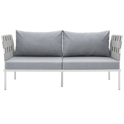 Harmony Outdoor Patio Aluminum Loveseat - White Gray