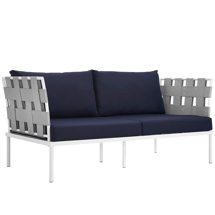 Harmony Outdoor Patio Aluminum Loveseat - White Navy