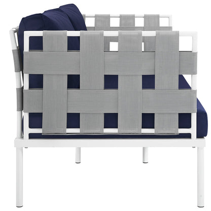 Harmony Outdoor Patio Aluminum Loveseat - White Navy