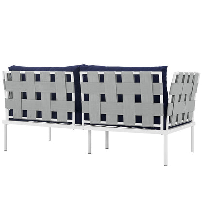 Harmony Outdoor Patio Aluminum Loveseat - White Navy