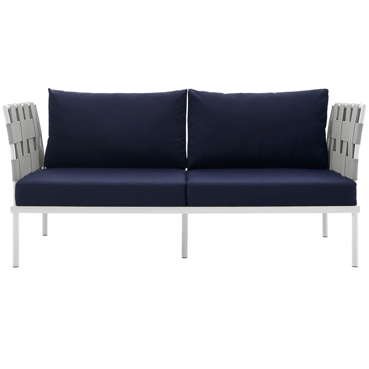 Harmony Outdoor Patio Aluminum Loveseat - White Navy