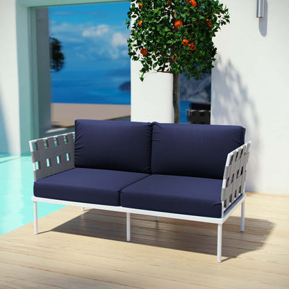 Harmony Outdoor Patio Aluminum Loveseat - White Navy
