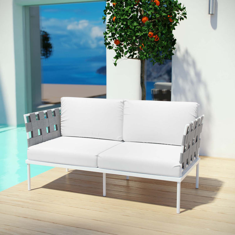 Harmony Outdoor Patio Aluminum Loveseat - White White