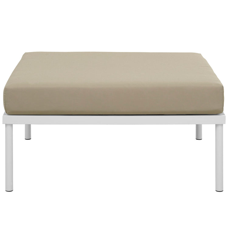 Harmony Outdoor Patio Aluminum Ottoman - White Beige