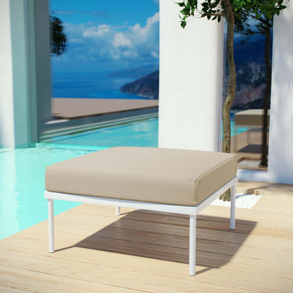 Harmony Outdoor Patio Aluminum Ottoman - White Beige