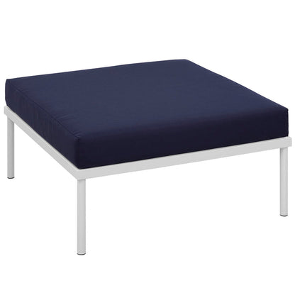 Harmony Outdoor Patio Aluminum Ottoman - White Navy