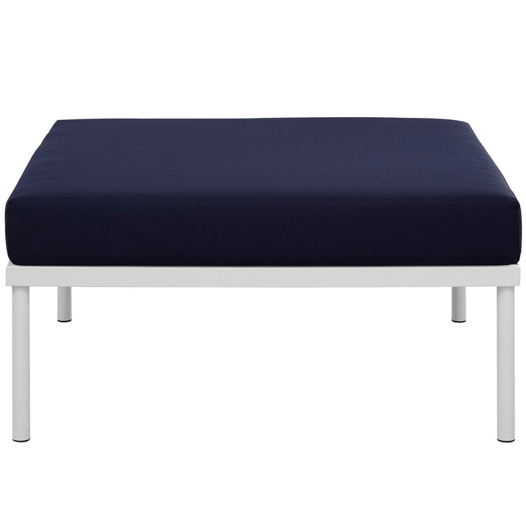 Harmony Outdoor Patio Aluminum Ottoman - White Navy