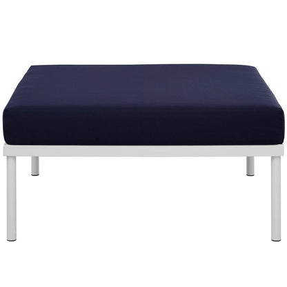 Harmony Outdoor Patio Aluminum Ottoman - White Navy