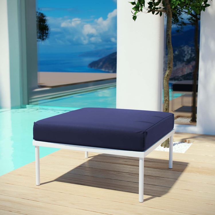Harmony Outdoor Patio Aluminum Ottoman - White Navy