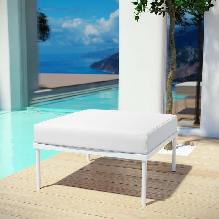 Harmony Outdoor Patio Aluminum Ottoman - White White