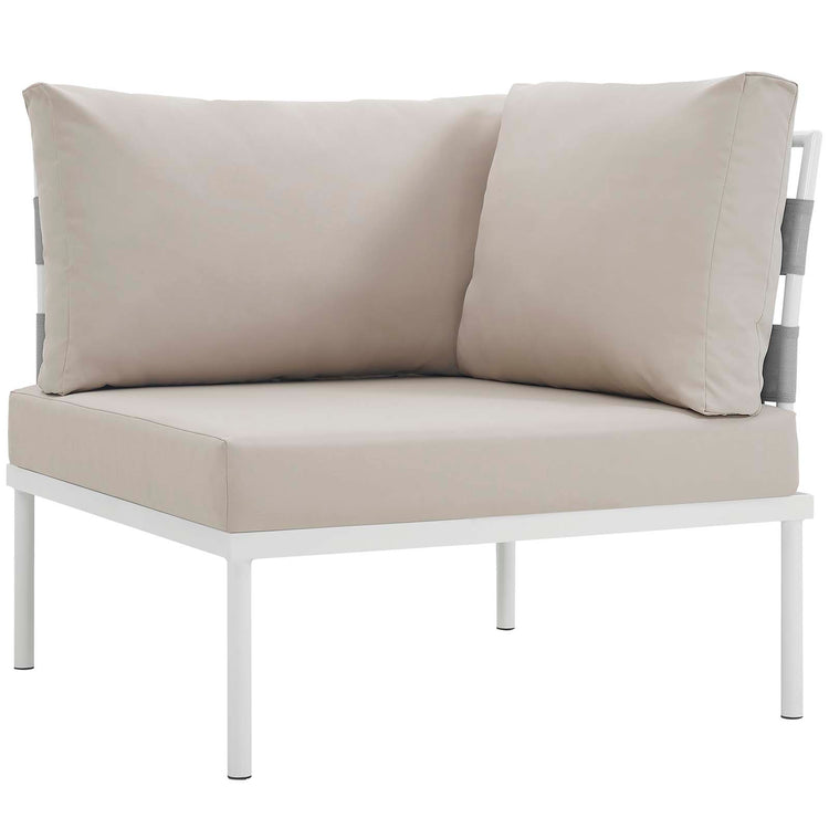Harmony 10 Piece Outdoor Patio Aluminum Sectional Sofa Set - White Beige