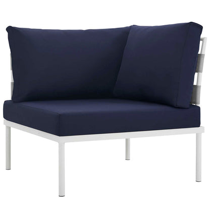 Harmony 10 Piece Outdoor Patio Aluminum Sectional Sofa Set - White Navy