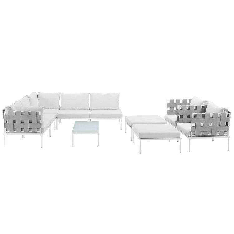 Harmony 10 Piece Outdoor Patio Aluminum Sectional Sofa Set - White White