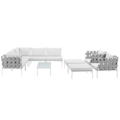 Harmony 10 Piece Outdoor Patio Aluminum Sectional Sofa Set - White White