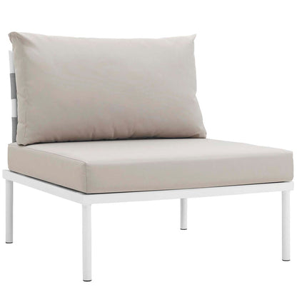 Harmony 7 Piece Outdoor Patio Aluminum Sectional Sofa Set - White Beige