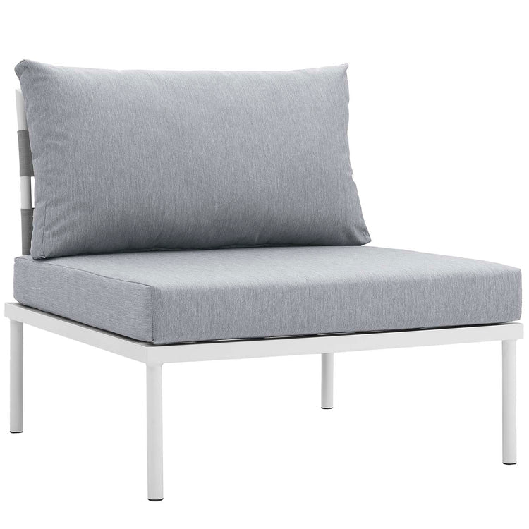 Harmony 7 Piece Outdoor Patio Aluminum Sectional Sofa Set - White Gray