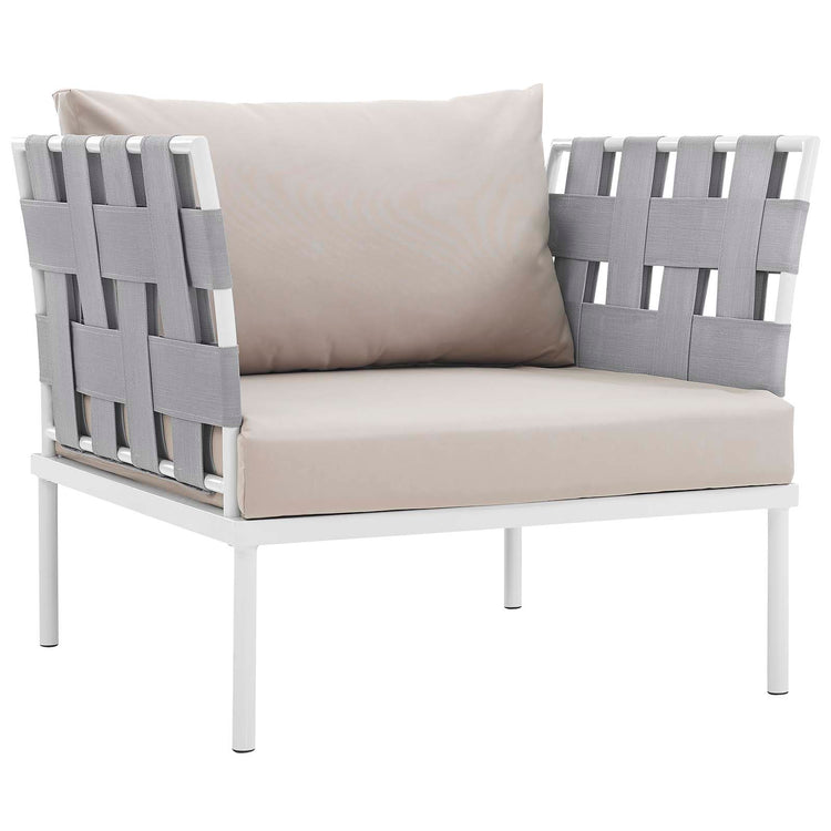 Harmony 3 Piece Outdoor Patio Aluminum Sectional Sofa Set - White Beige