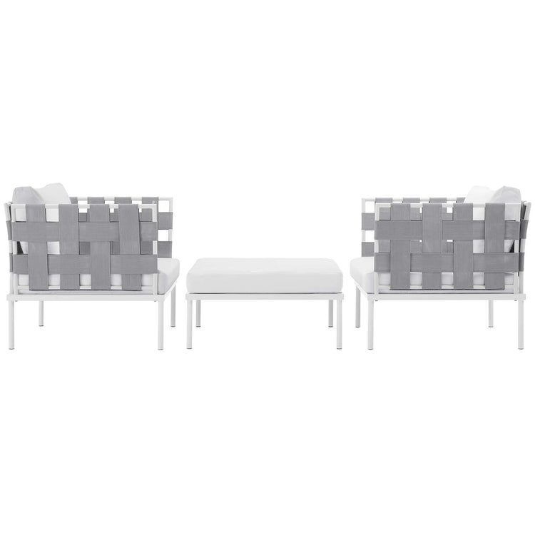 Harmony 3 Piece Outdoor Patio Aluminum Sectional Sofa Set - White White