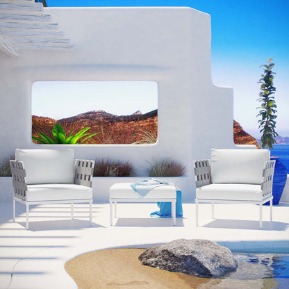 Harmony 3 Piece Outdoor Patio Aluminum Sectional Sofa Set - White White