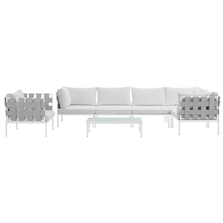 Harmony 7 Piece Outdoor Patio Aluminum Sectional Sofa Set - White White