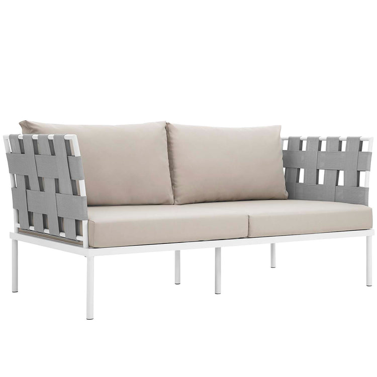 Harmony 5 Piece Outdoor Patio Aluminum Sectional Sofa Set - White Beige