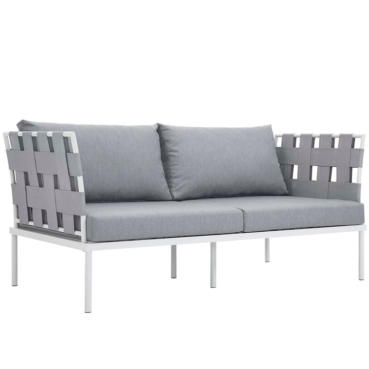 Harmony 5 Piece Outdoor Patio Aluminum Sectional Sofa Set - White Gray