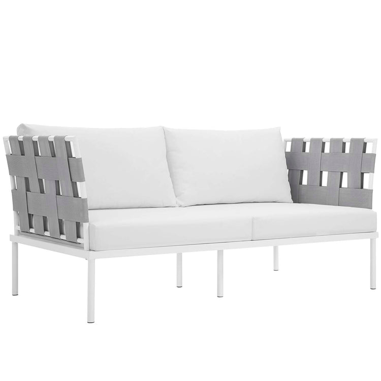 Harmony 5 Piece Outdoor Patio Aluminum Sectional Sofa Set - White White