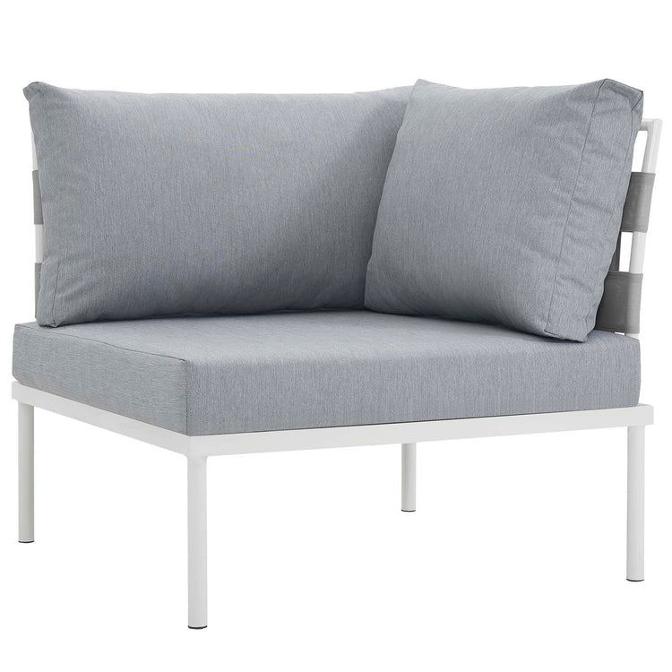 Harmony 5 Piece Outdoor Patio Aluminum Sectional Sofa Set - White Gray