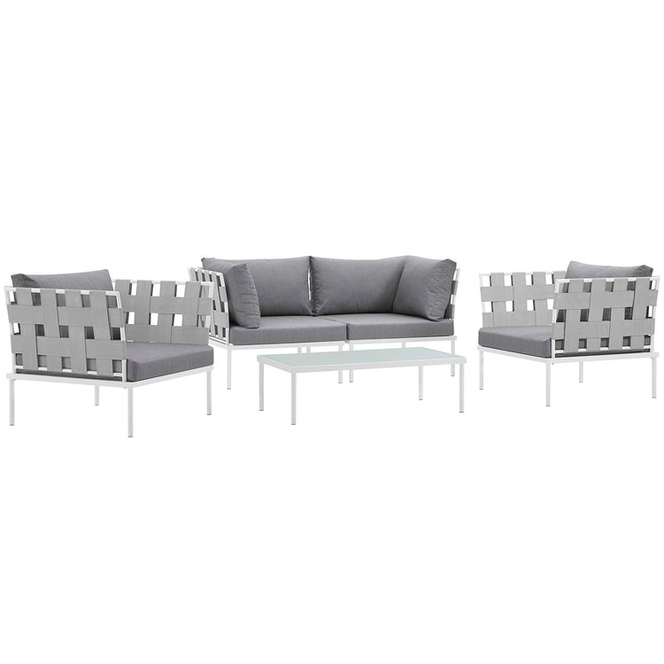 Harmony 5Piece Outdoor Patio Aluminum Sectional Sofa Set - White Gray