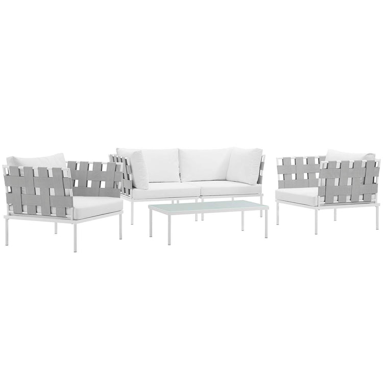Harmony 5Piece Outdoor Patio Aluminum Sectional Sofa Set - White White
