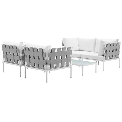 Harmony 5Piece Outdoor Patio Aluminum Sectional Sofa Set - White White