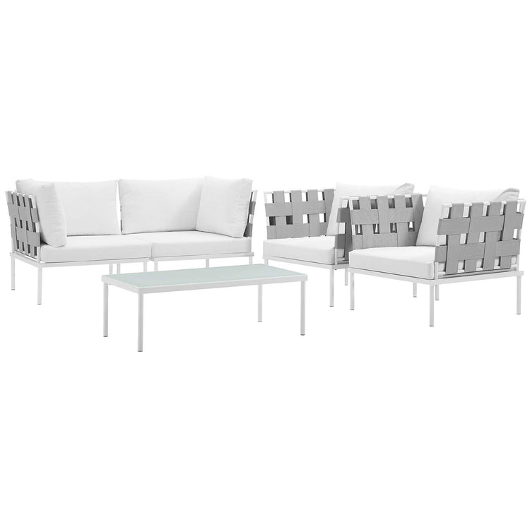Harmony 5Piece Outdoor Patio Aluminum Sectional Sofa Set - White White