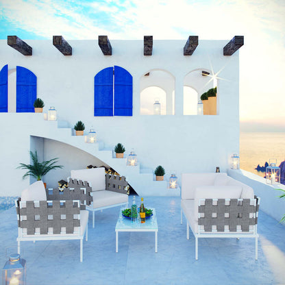 Harmony 5Piece Outdoor Patio Aluminum Sectional Sofa Set - White White
